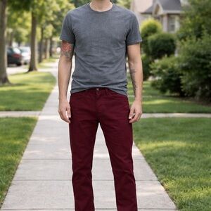 H&M Burgundy Slim Fit Jeans Men’s Size 30 Red Stretch Denim Pants